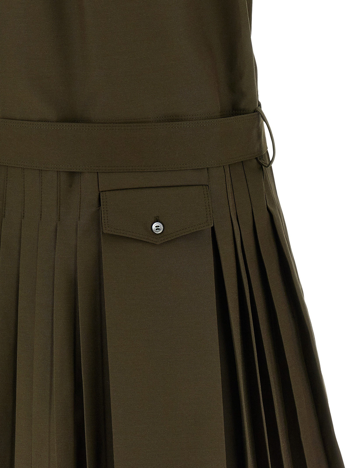 Loewe Pleated Chemisier Dress Green, view 4