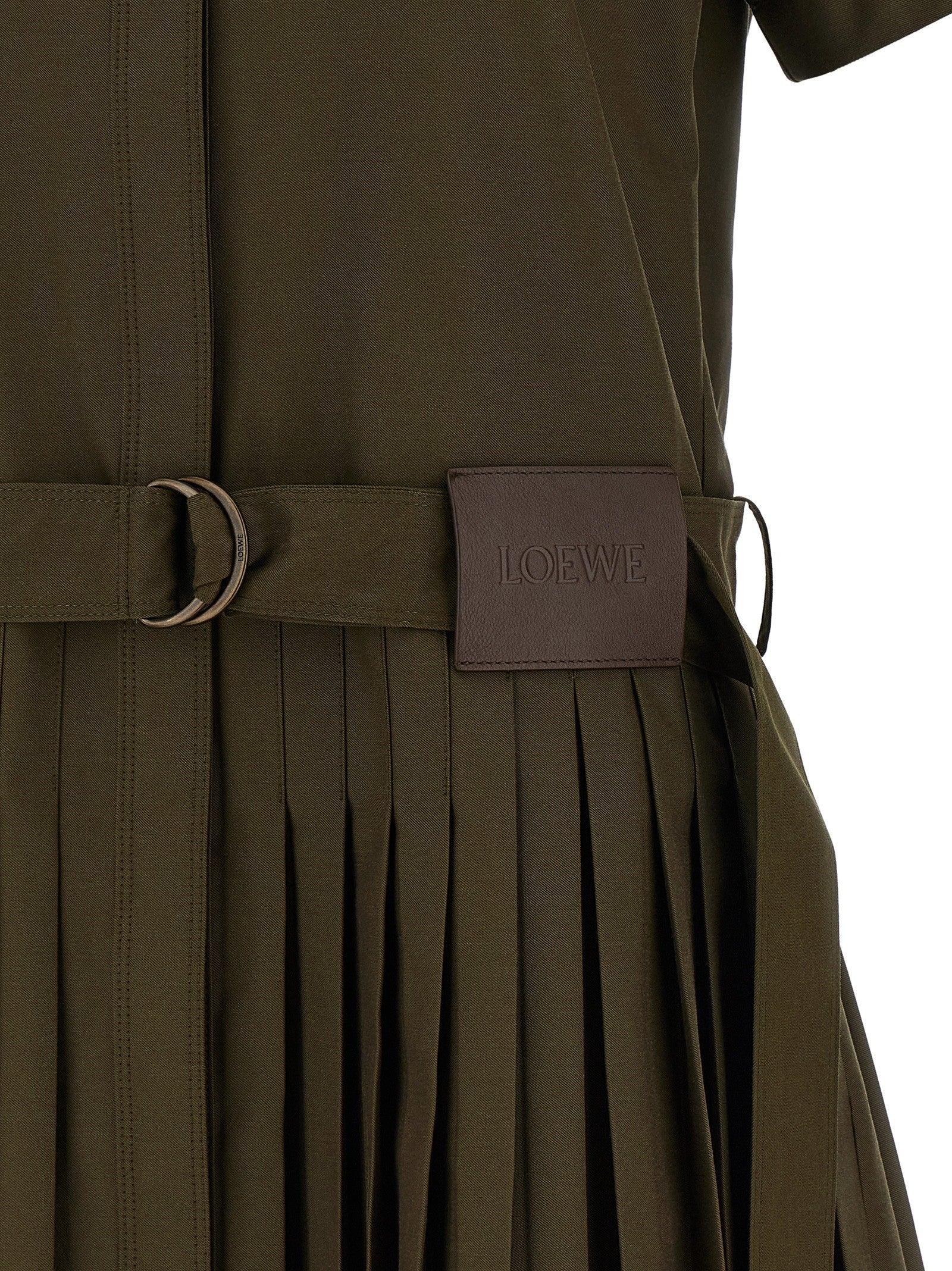 Loewe Pleated Chemisier Dress Green