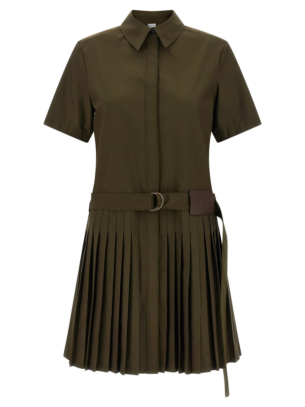 Loewe Pleated Chemisier Dress Green