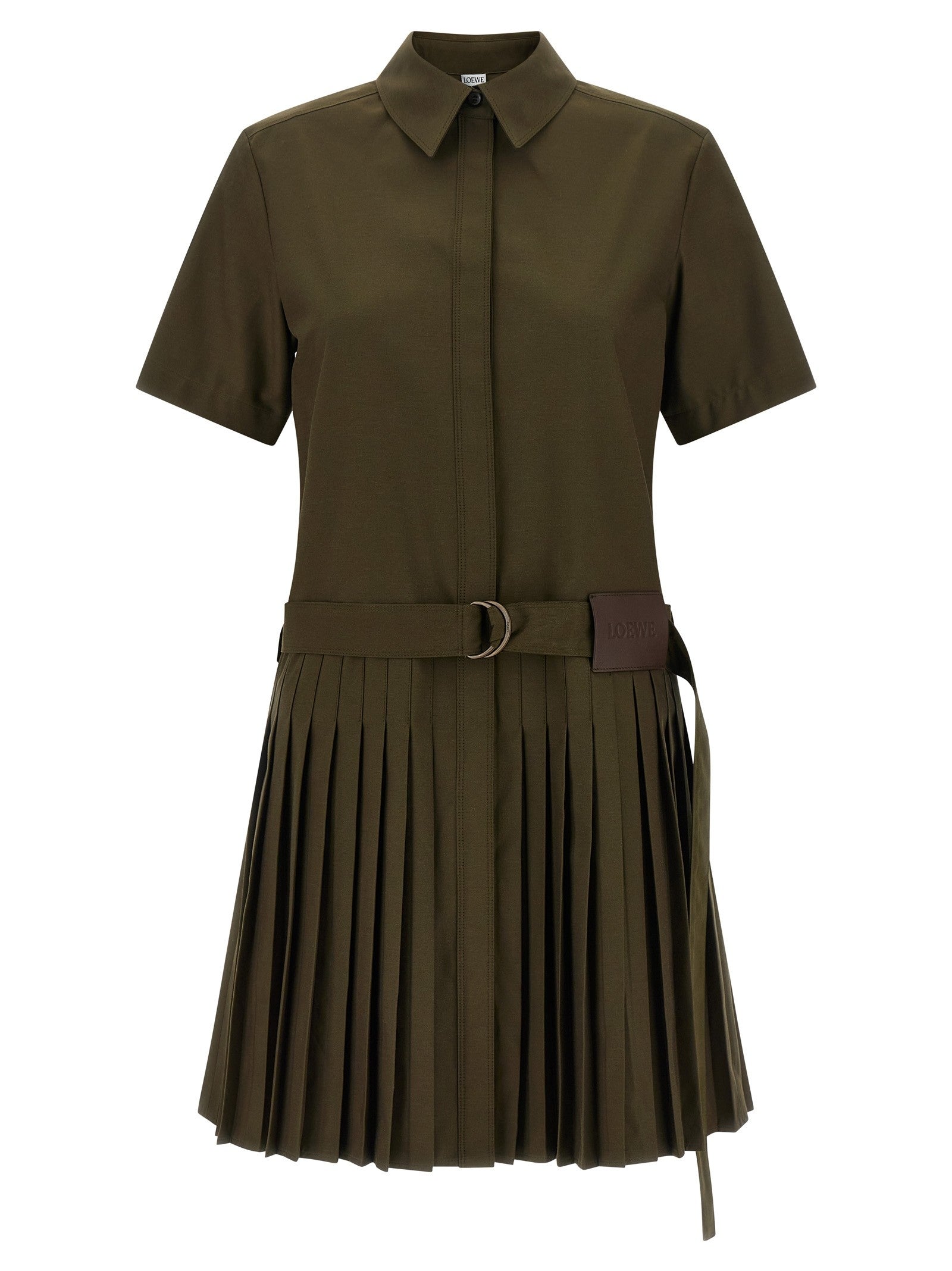 Loewe Pleated Chemisier Dress Green