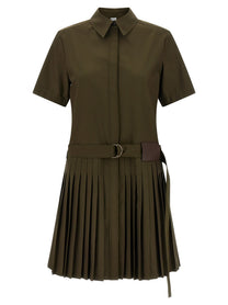 Loewe Pleated Chemisier Dress Green
