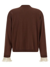 Fabiana Filippi Pleated Cuffs Sweater Brown