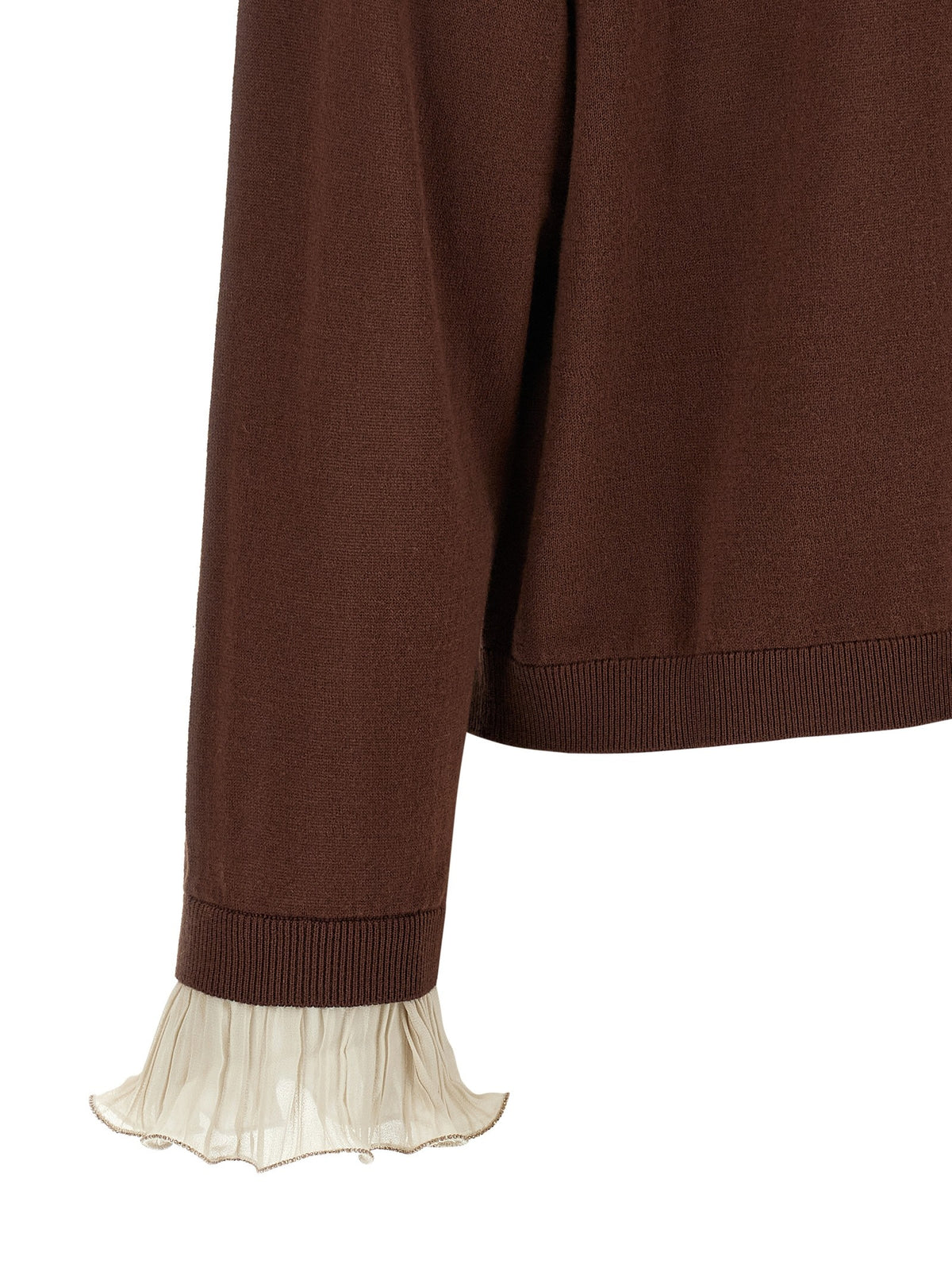 Fabiana Filippi Pleated Cuffs Sweater Brown