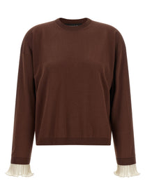 Fabiana Filippi Pleated Cuffs Sweater Brown