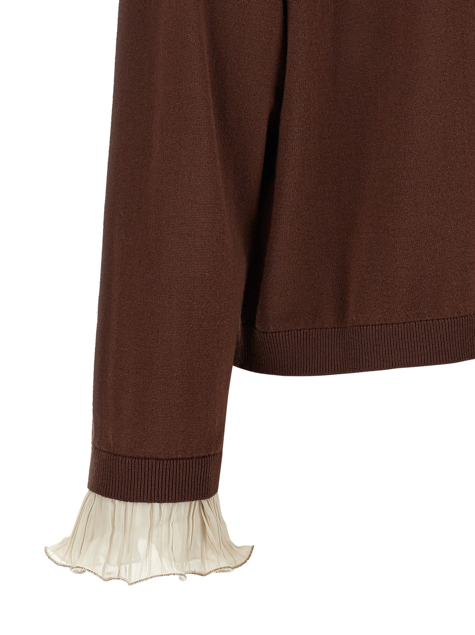 Fabiana Filippi Pleated Cuffs Sweater Brown