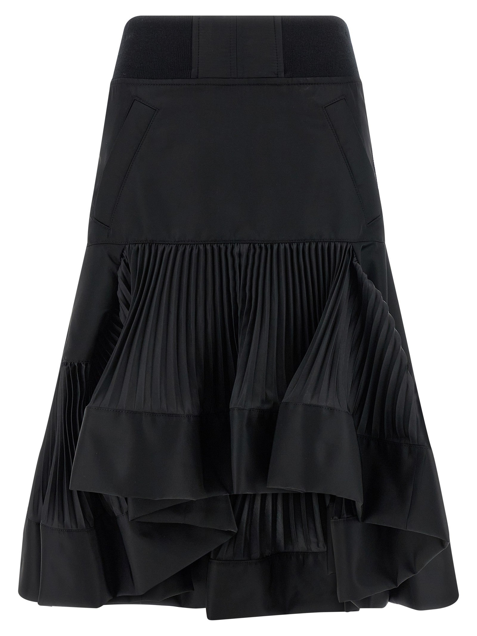 Sacai Pleated Insert Skirt Black