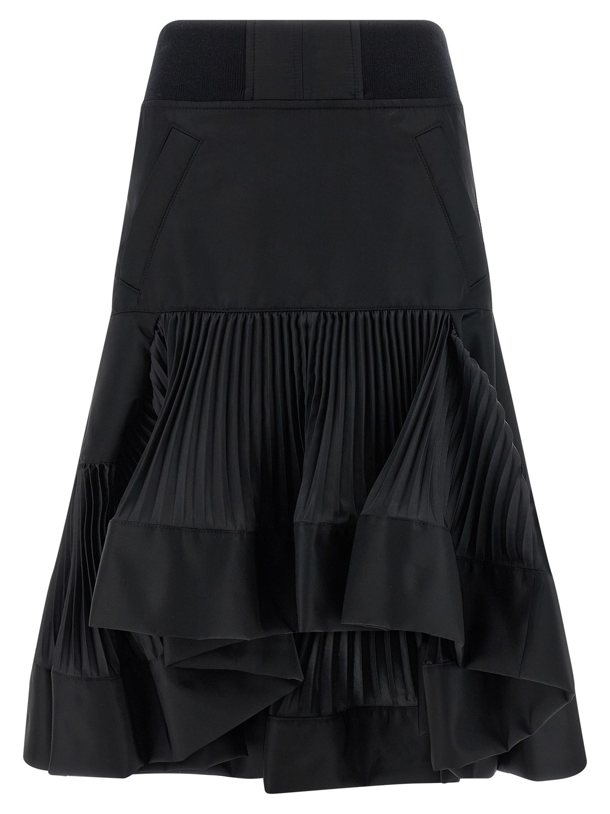 Sacai Pleated Insert Skirt Black