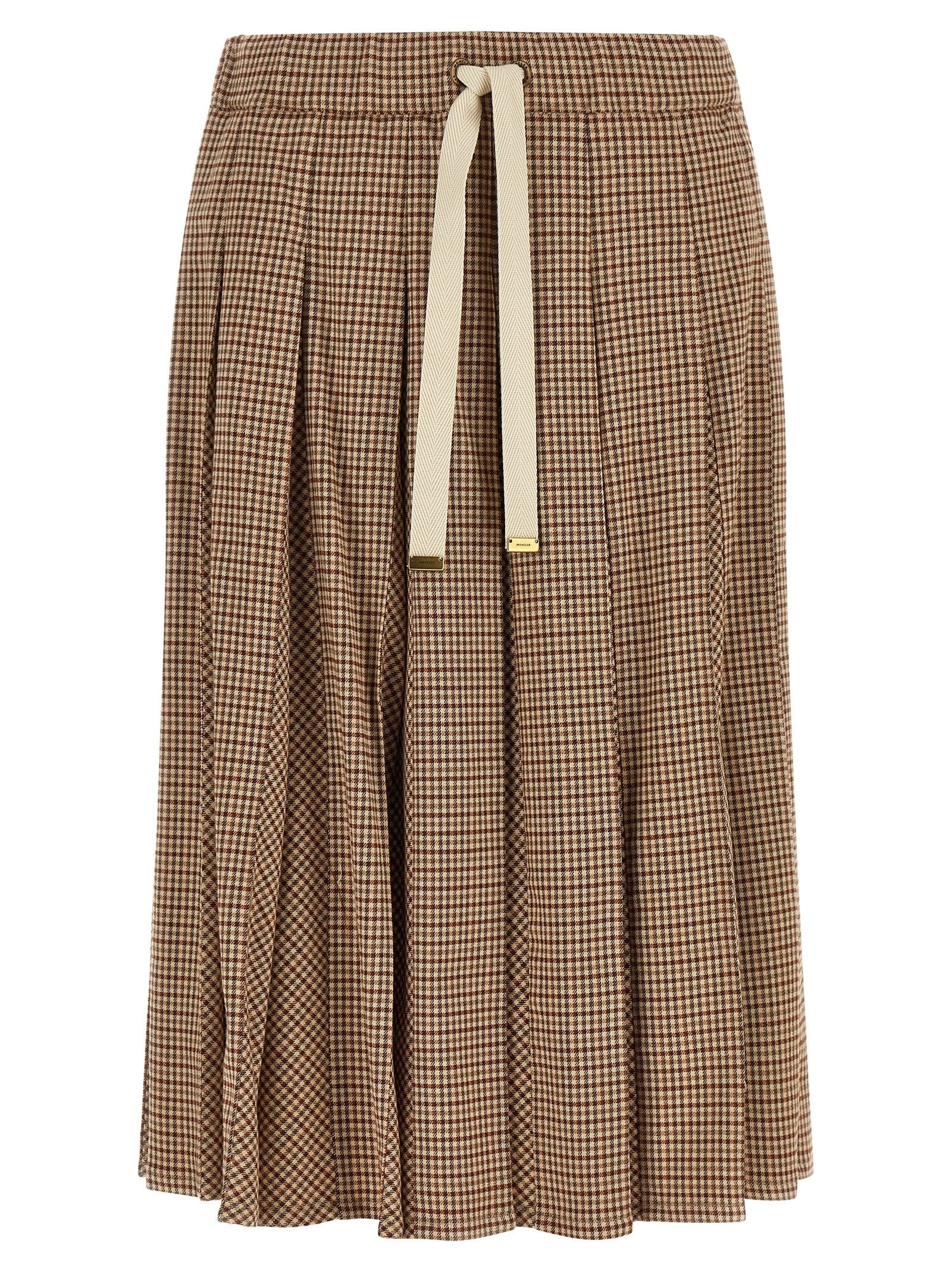 Moncler Pleated Midi Skirt Beige