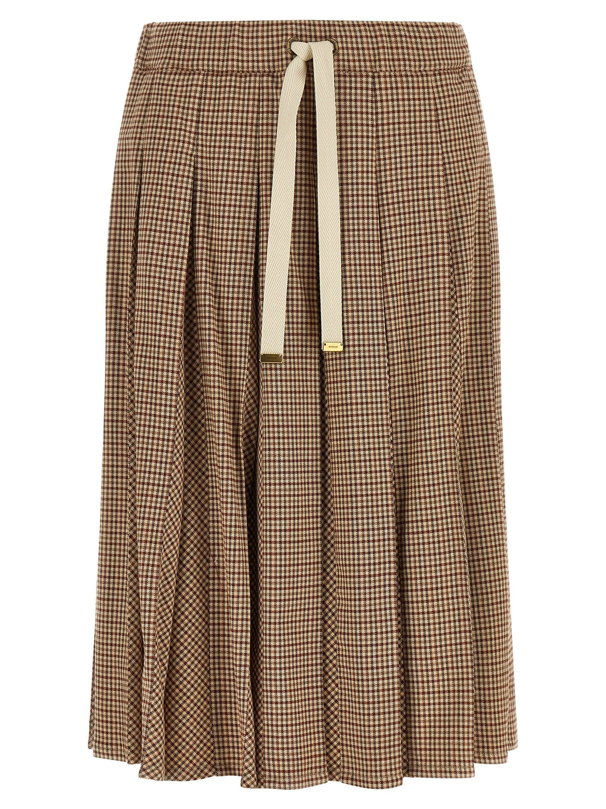 Moncler Pleated Midi Skirt Beige