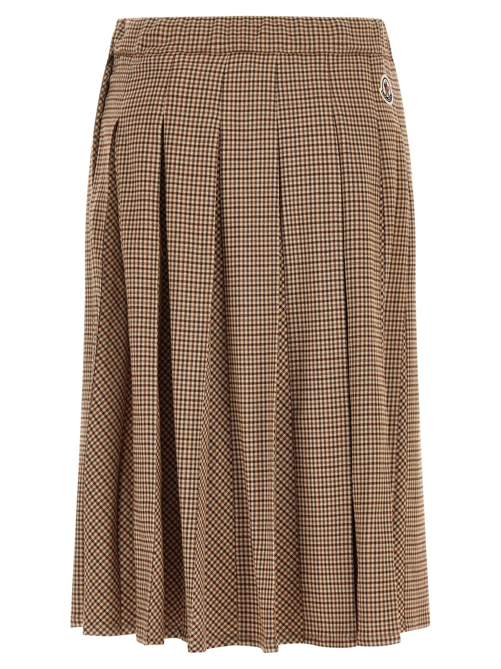 Moncler Pleated Midi Skirt Beige