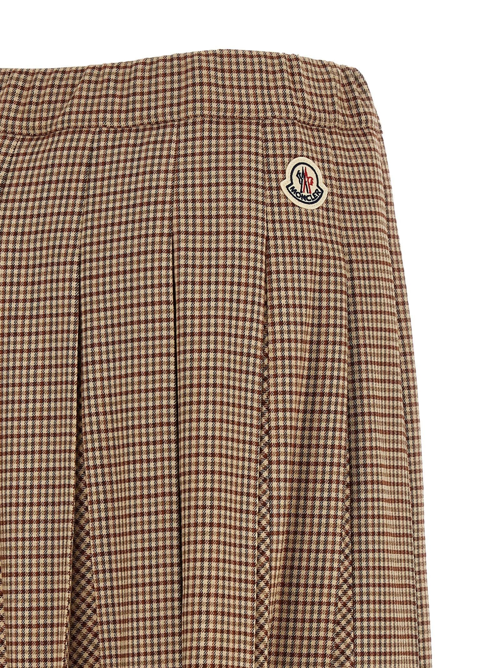 Moncler Pleated Midi Skirt Beige