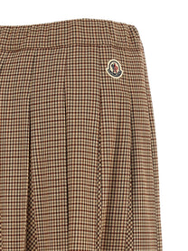 Moncler Pleated Midi Skirt Beige