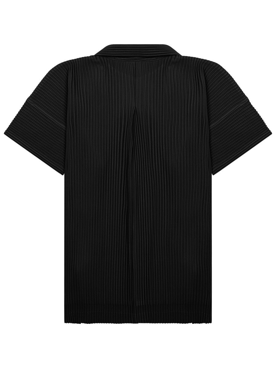 Homme Plisse Issey Miyake Men's Pleated Polo Shirt Black Homme Plisse Issey Miyake