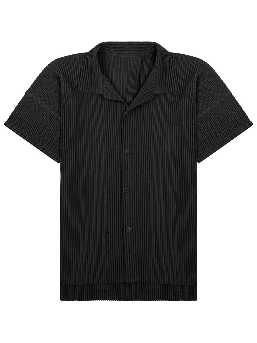 Homme Plisse Issey Miyake Men's Pleated Polo Shirt Black Homme Plisse Issey Miyake
