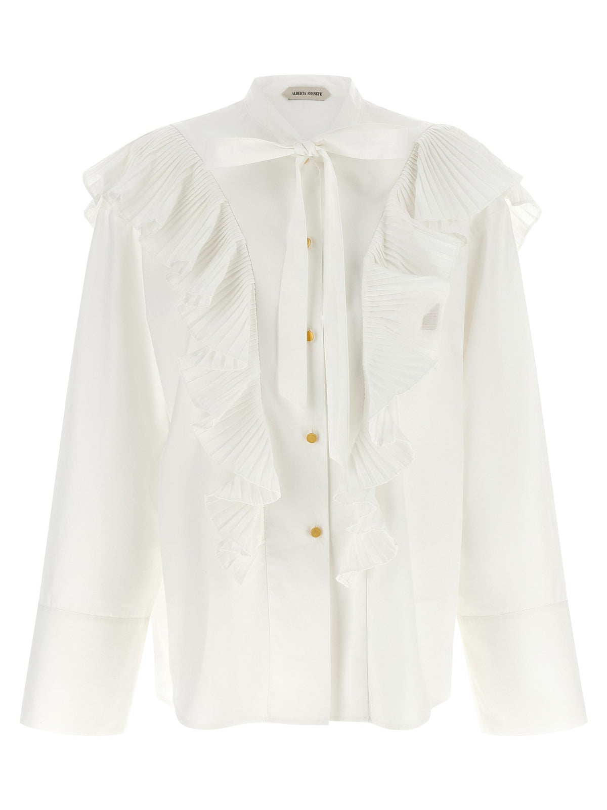 Alberta Ferretti Pleated Ruffle Shirt White