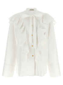 Alberta Ferretti Pleated Ruffle Shirt White