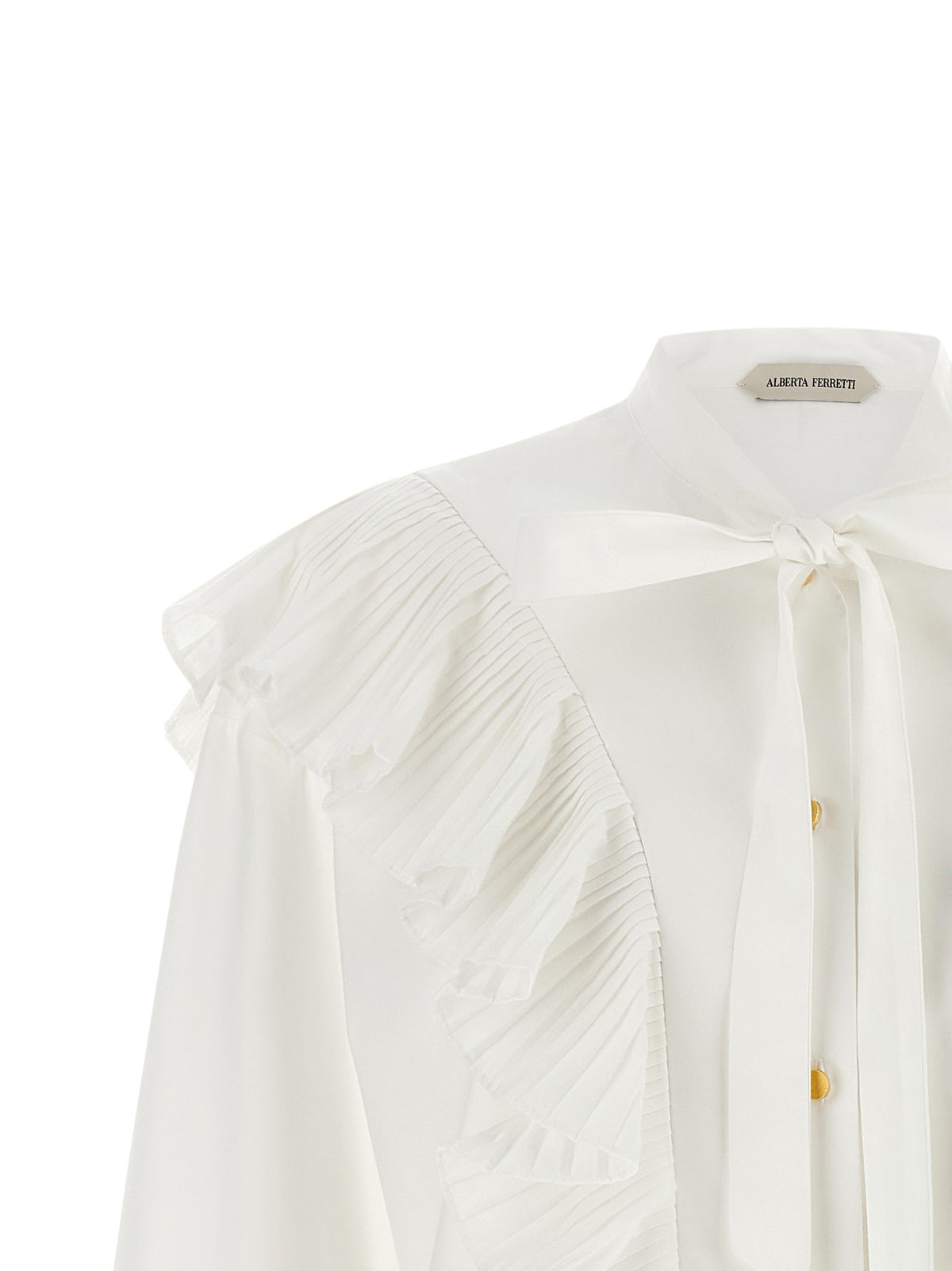 Alberta Ferretti Pleated Ruffle Shirt White