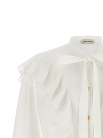 Alberta Ferretti Pleated Ruffle Shirt White