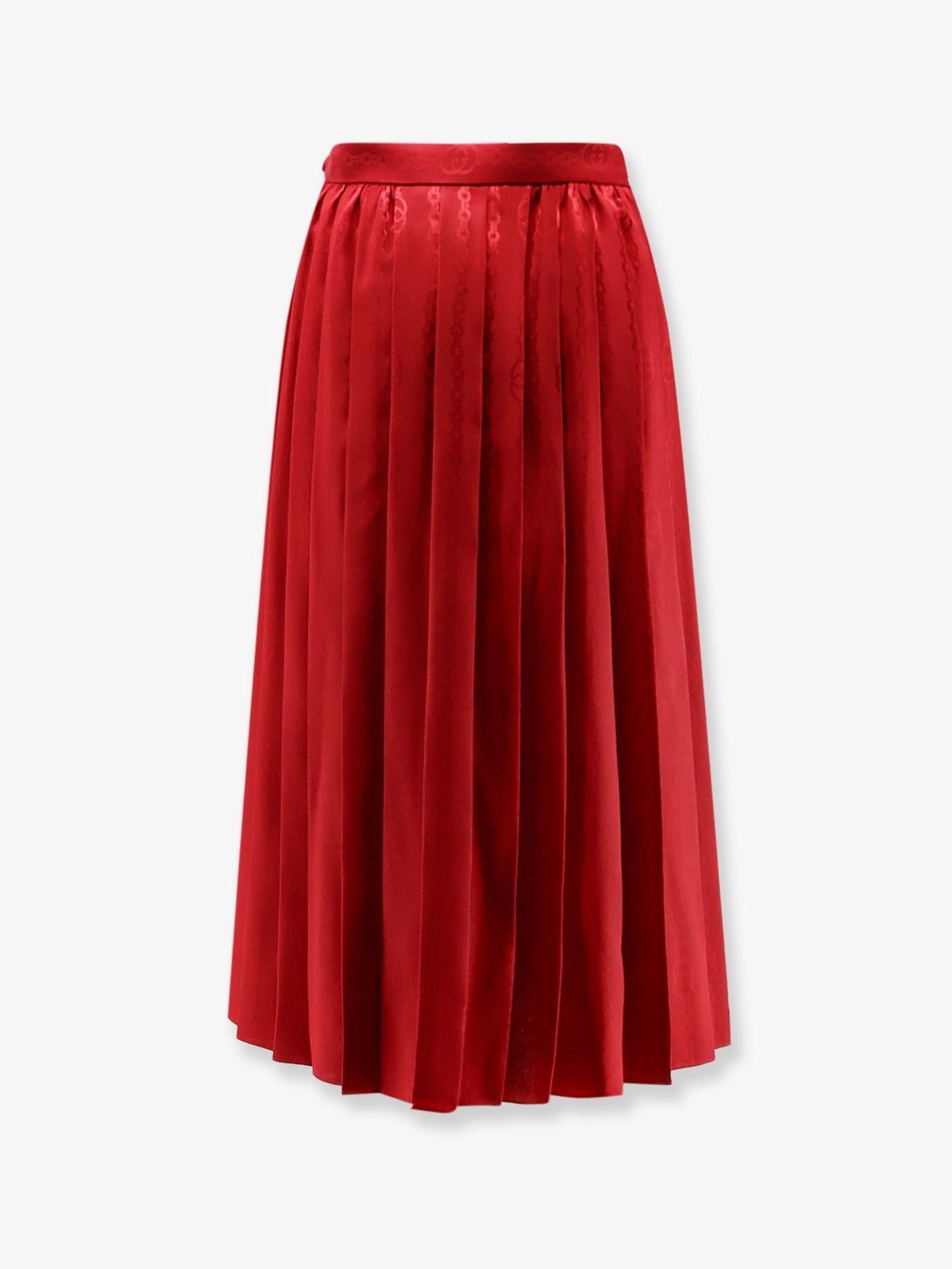 Gucci Women's Pleated Silk Midi Skirt FIRE