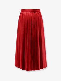 Gucci Women's Pleated Silk Midi Skirt FIRE