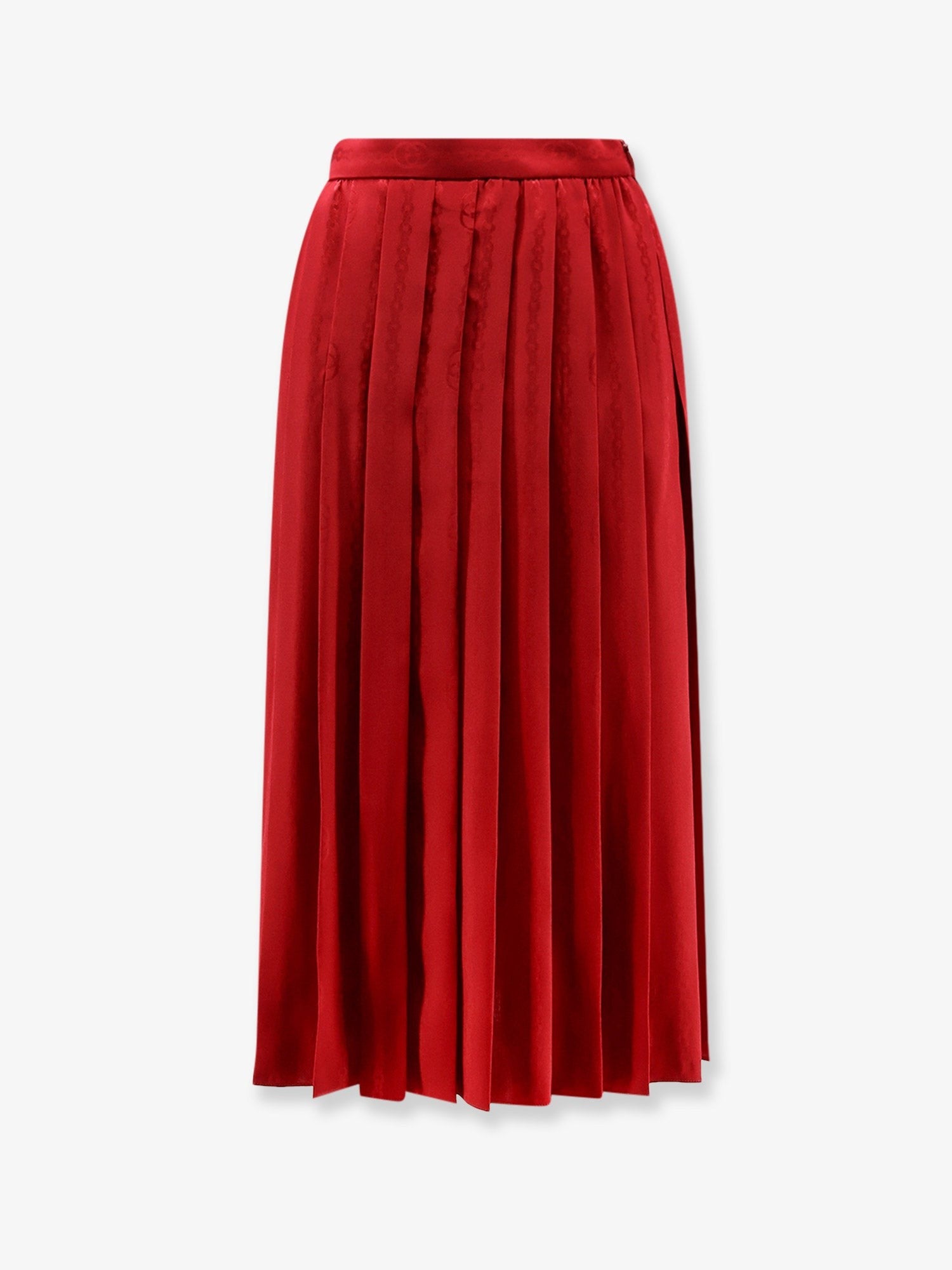 Gucci Women's Pleated Silk Midi Skirt FIRE