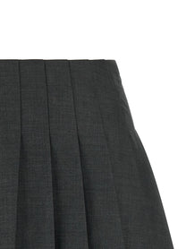 self-portrait Pleated Skirt Grey