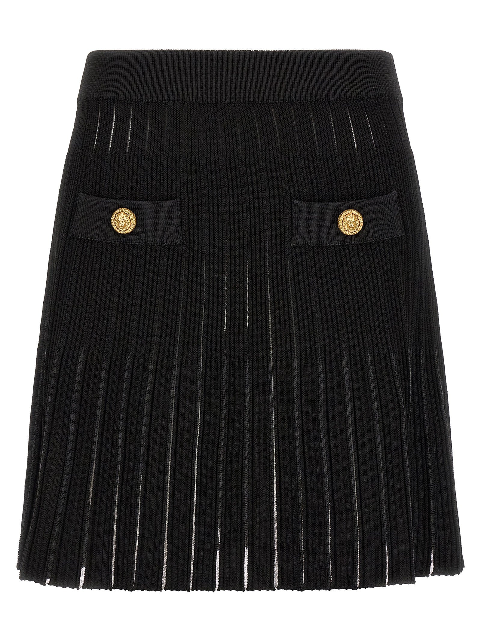 Balmain Pleated Skirt Black