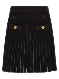 Balmain Pleated Skirt Black