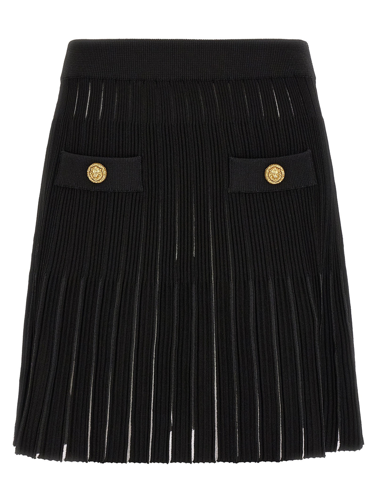 Balmain Pleated Skirt Black