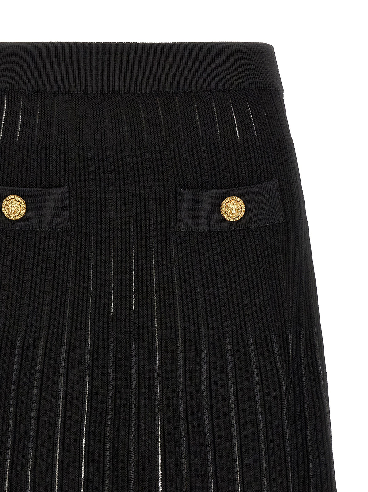 Balmain Pleated Skirt Black, view 3