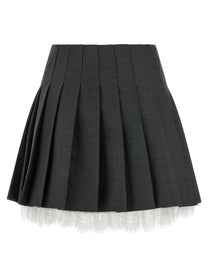 self-portrait Pleated Skirt Grey