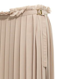 Ami Paris Pleated Skirt Beige
