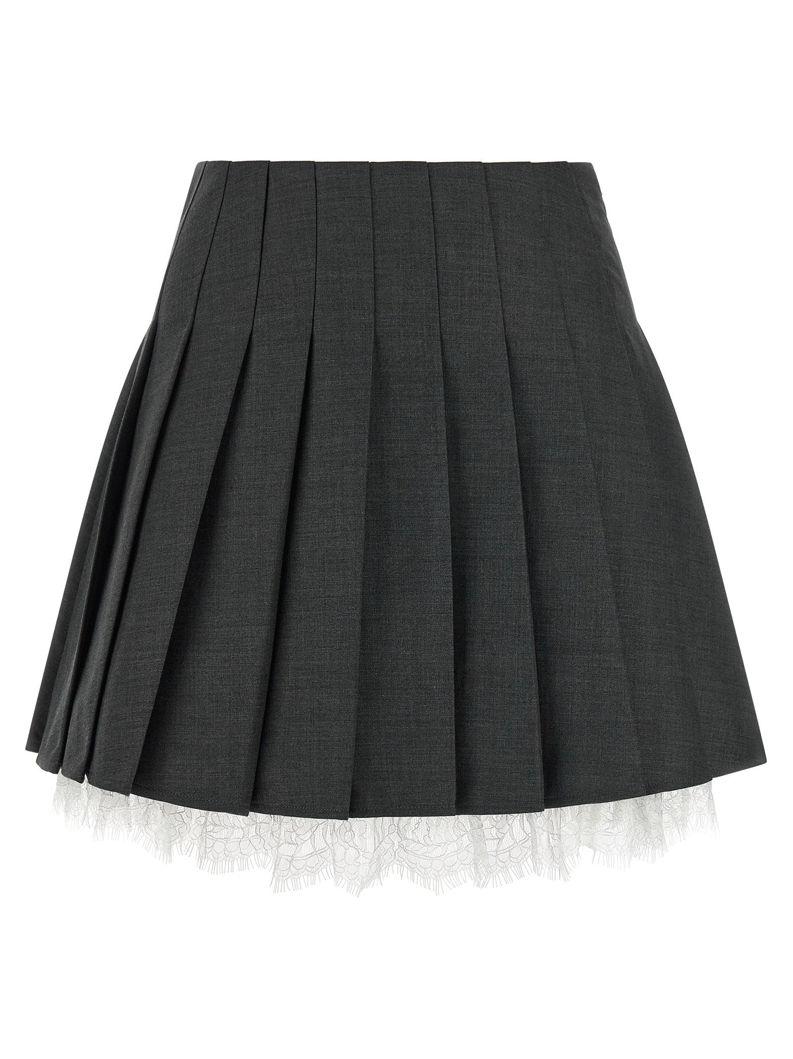 self-portrait Pleated Skirt Grey