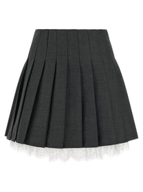 self-portrait Pleated Skirt Grey