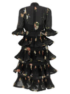 Zimmermann Pleated Sleeved Dress Black, view 2