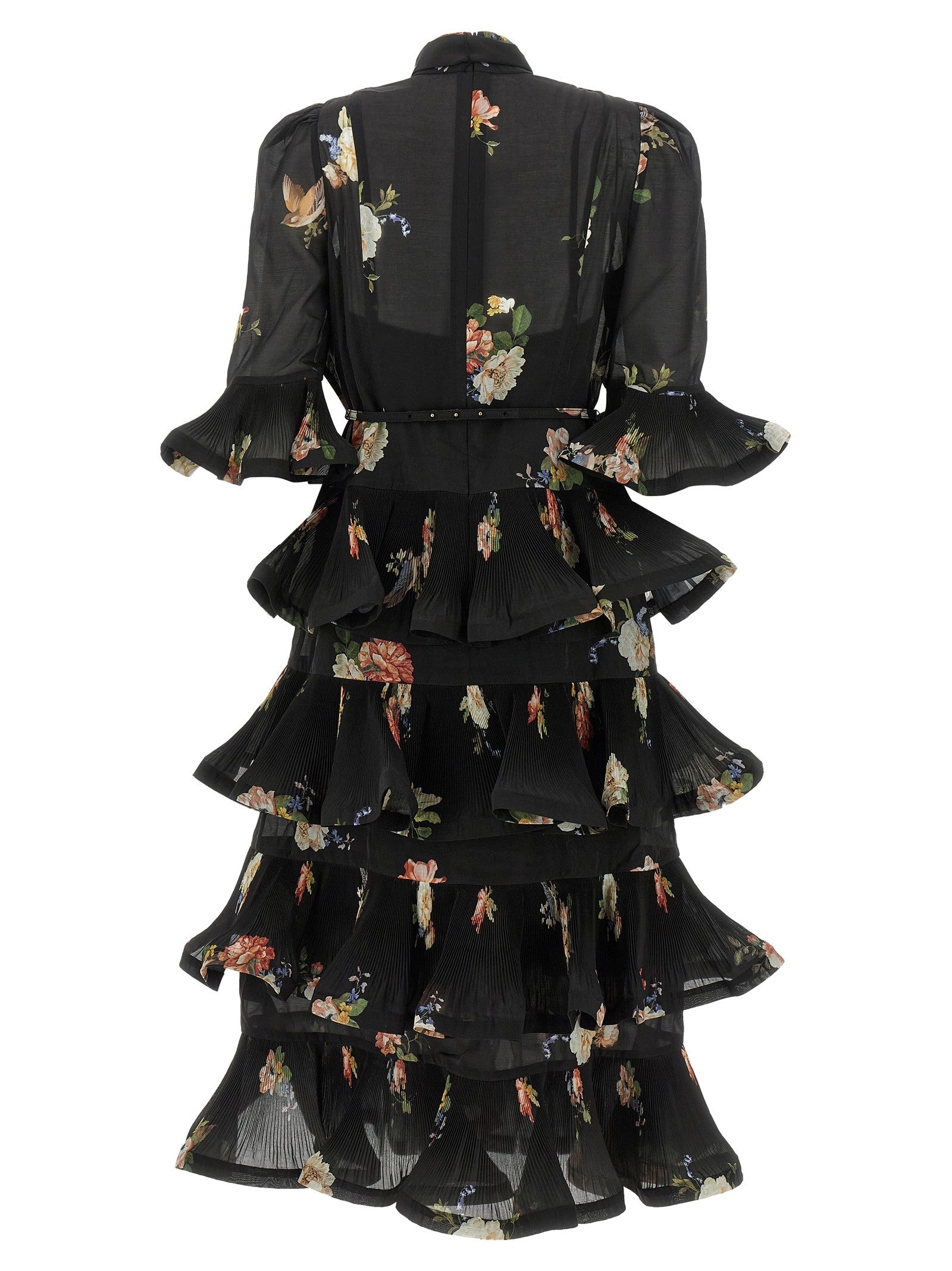 Zimmermann Pleated Sleeved Dress Black