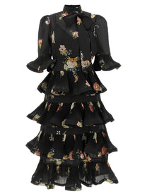 Zimmermann Pleated Sleeved Dress Black