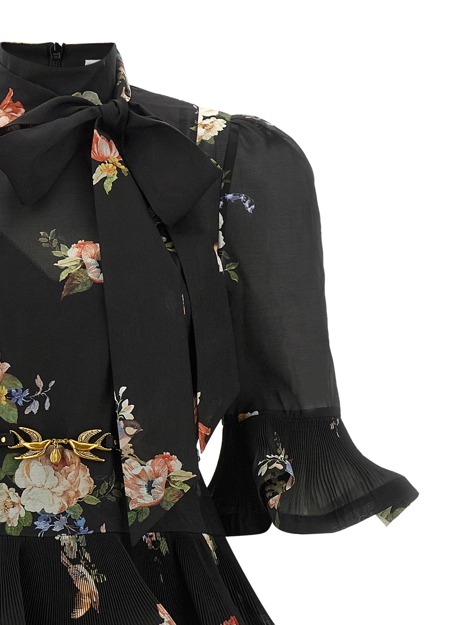 Zimmermann Pleated Sleeved Dress Black