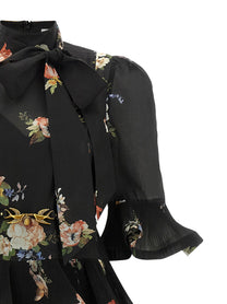 Zimmermann Pleated Sleeved Dress Black