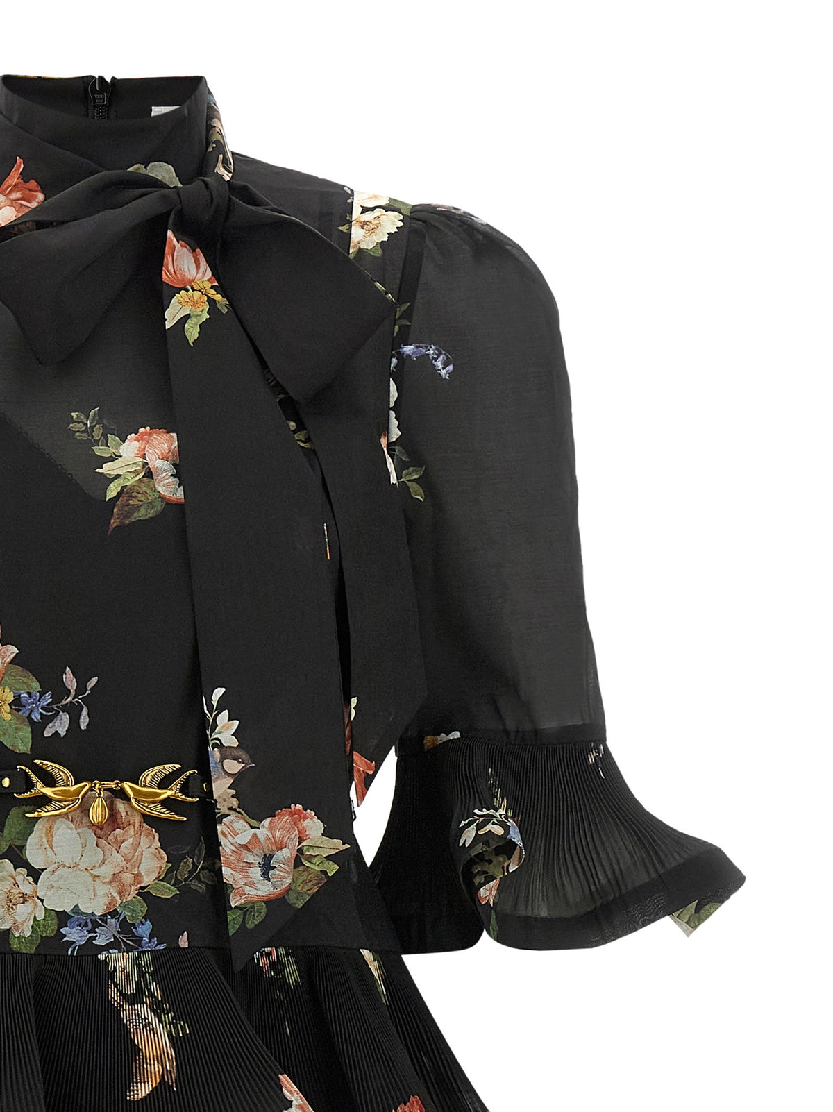 Zimmermann Pleated Sleeved Dress Black, view 3