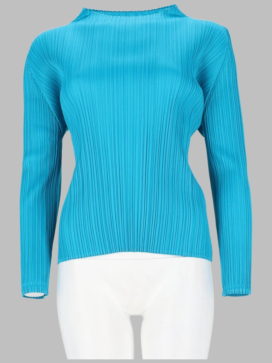 Pleats Please Issey Miyake Women's Pleated Shirt Blue