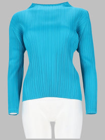 Pleats Please Issey Miyake Women's Pleated Shirt Blue