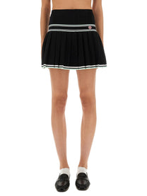 Casablanca Women's Pleated Viscose Miniskirt Black