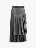 Sacai Women's Pleated Wool Blend Skirt Grey