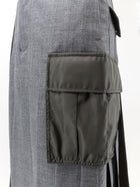 Sacai Women's Pleated Wool Blend Skirt Grey, view 3