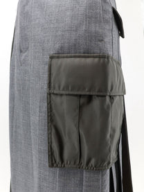 Sacai Women's Pleated Wool Blend Skirt Grey