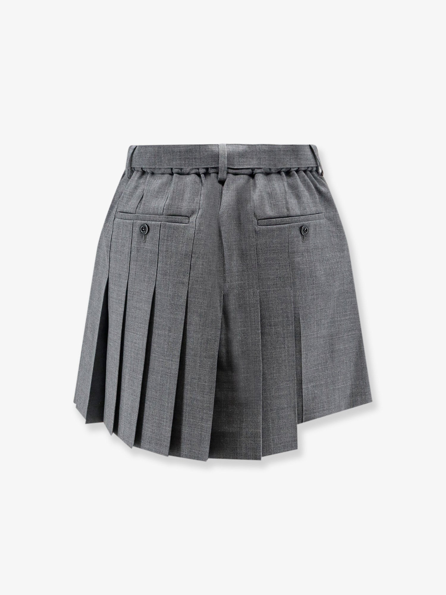 Sacai Women's Pleated Wool Shorts Grey
