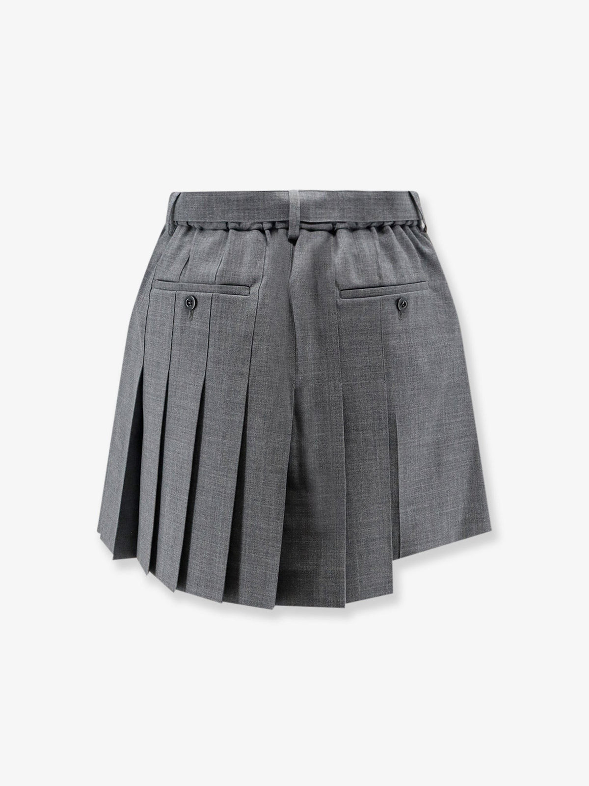 Sacai Women's Pleated Wool Shorts Grey, view 2