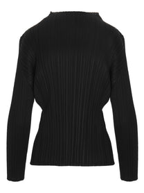 Pleats Please Issey Miyake Basics Black Long Sleeve Top Black