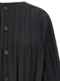 Pleats Please Issey Miyake Black Smooth Coat Coat Black, view 3